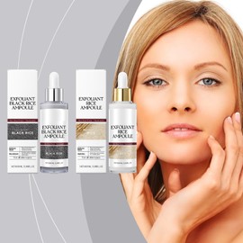 2 Pcs Rice Exfoliating Ampoule Set, Rice Brightening Duo for Glowing Skin, Gentle Peel Dead Skin, Pore Minimizing & Deep Hydration(Black Rice)