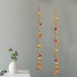 Divyakosh Door Decoration Items Hanging, Entry Door Decoration Items, Pooja Decoration Items, Handmade Pink Lotus with Cow Hanging for Home Decoration | 2 Pieces | 26 Inch |