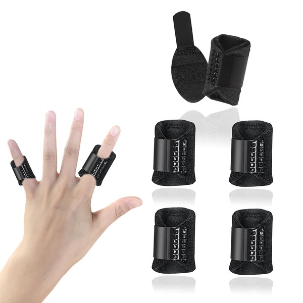 5Pcs Finger Splints with Adjustable Fixing Belt Finger Straightener Built-in