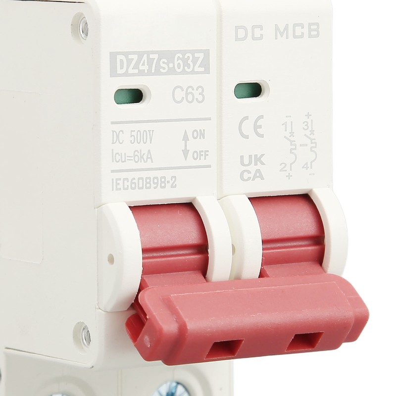 DC Miniature Circuit Breaker 2P 63A DC500V 6000A Breaking Capacity