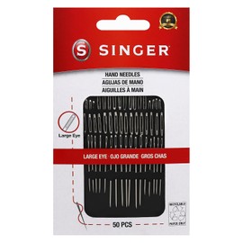 SINGER - Agujas de ojos grandes surtidas, 50 unidades, para coser a mano, agujas de coser autoroscantes, 6 tamaños