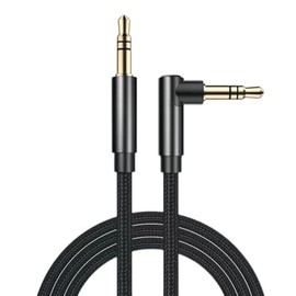 Panlouting Audio Cable 3.5 mm Aux Cable | 3.5 mm to 3.5 mm Cable | 90 Degree Right Angle | Nylon Braided | Plug Cable for Car, Headphones, Speakers, Stereo System