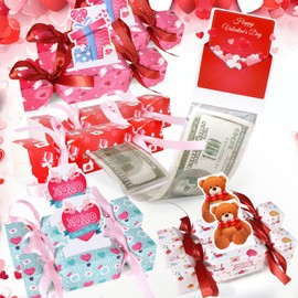 Vodolo 8PCS Valentine's Day Money Box for Cash Gift Pull,Funny Surprise Box Money Gift Box for Kids Adults,Candy Money Holders Exploding Money Roll Pull Pouch,Creative Ways to Give Money Gifts
