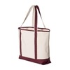 Q-Tees 34.6L Large Canvas Deluxe Tote One Size Natural/ Maroon