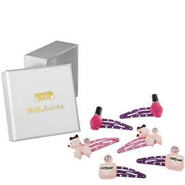 HAARallerliebst Hair Clips Set (6 Pieces | Beaty Salon | Colourful) for Girls with Storage Box (Box Colour: White)