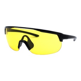 PASTL Half Rim Goggle Style Sunglasses Oversize Shield Wrap Around UV400 Black, Yellow
