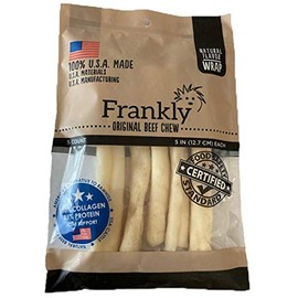 Frankly Natural Beef Flavor Roll Wrap Chews,Pack of 5,Small Rolls,5 inches Long 100 percent U.S.A Made American Beef Chew