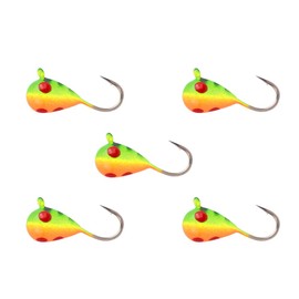 MUUNN 5 Pcs Tungsten Ice Fishing Jigs, More Effective Glow Teardrop Ice Fishing Lures for Winter Crappie Walleye Panfish (HP2,2.7mm)