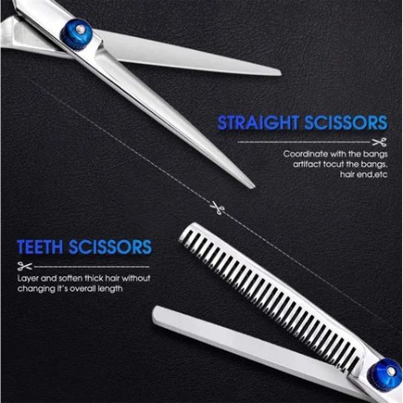 10pcs Haircutting Scissors Kit Professional Stainless Steel Comfortable Grip Portable