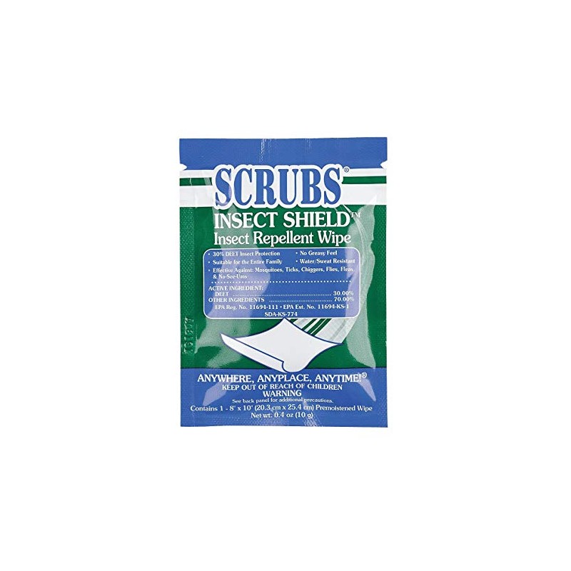 S.C.R.U.B.S. Insect Repellent, Wipes, PK100