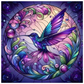 DIADAY Hummingbird Diamond Painting Kits, 5D Bird Diamond Art Kits for Adults, Full Drill Round Diamond Painting, DIY Gem Crafts Art Home Wall Decor Gift 12 x 12 Inches