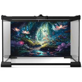 Fairy Forest Aquarium Background Tropical Forest Colorful Flowers Tranquil Stream Terrarium Background Jungle Rainforest Glitter Flowers Sunbeams Fish Tank Backdrop Jungle Reptile Backdrop 24x16in