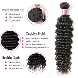 Deep Wave Bundles Human Hair Brazilian Water Wave 10A 100% Unprocessed Deep Curly 3 Bundles 20 20 20 Inch Double Weft Weave Natural Color