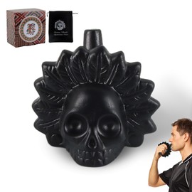 Aztec Death Whistle, dellyy Aztec Death Whistle at 125+ Decibels, Screaming Aztec Death Whistle, Aztec Skull Whistle with Drawstring Bag, Aztec Sound Whistle (Black)