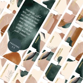 Green & Brown Bible Book Tabs – 100 Gold-Foiled, Soft-Touch, Laminated Bible Tabs for Holy Bible – Durable Tabs for Bible – Protestant & Catholic Bible Tabs Large Print – Bible Tabs for Women & Men