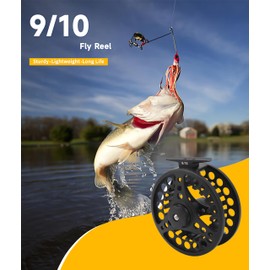 Gugxiom 9/10 Fly Fishing Reel, Fly Reel with 2+1 Bearings, with Left Right Hand Retrieve Conversion, 1:1 Speed Ratio Fly Reels for Streams, Rivers and Lakes