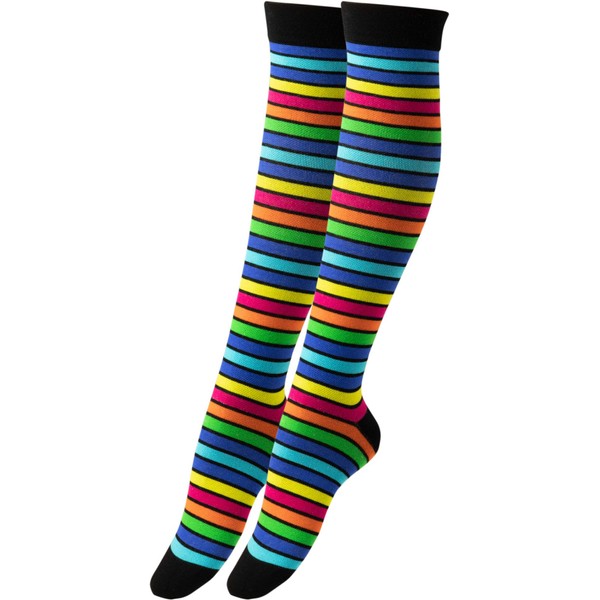 RS. Harmony Support Knee Socks with Compression for Long Flight Travel and Car Trips as well as for the Office, Thrombosis Socks and Support Stockings Against Swollen Legs, F:Stripe-1 Pair