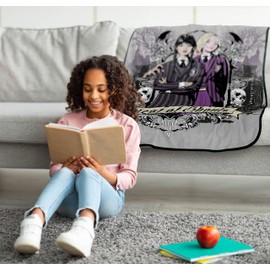 Jay Franco Plush Throw Blanket – Soft & Comfy 46x60 Inches Throw for Couch or Bed – Cozy Home Décor for Living Room & Bedroom, White - Wednesday