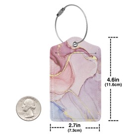 2 Pack Pink Gold Marble Luggage Tags for Suitcases, Marbles Theme Unique Leather Luggage Tags Cruise Ship Essential Travel Bag Gift for Men Women Couples Bride Groom, Funny Christmas Birthday Gifts