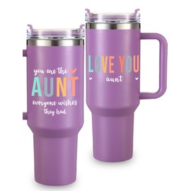 Aunt Tumbler 40oz, Best Aunt Ever Sentimental Presents for Women, Unique and Thoughtful Auntie Gifts from Niece and Nephew, Ideal Present Picks for Her Birthday, Mother's Day, Christmas, Gift Ready