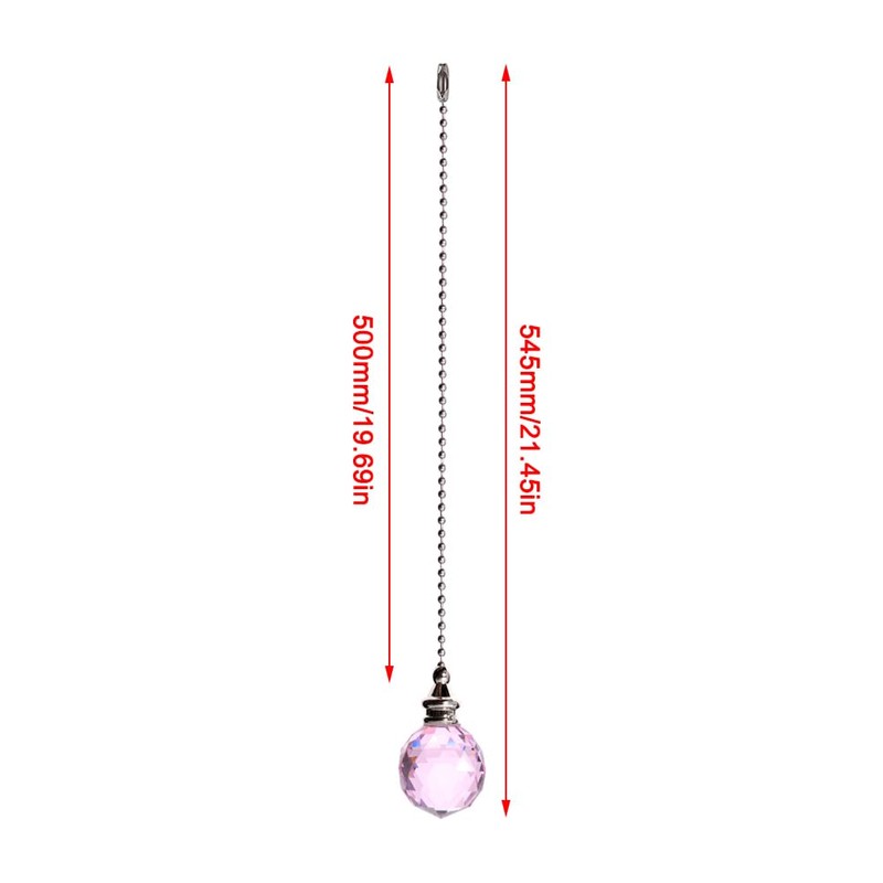 TopHomer Pink, 2 Pcs Crystal Ball Light Pull Cord, Clear