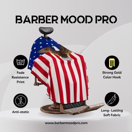 Professional Barber Cape - Hair Cutting Cape with Adjustable Neck Closure, Salon Quality Styling Cape for Hairdressers and Barbers - Flag, Multi, Extra Large