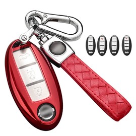 LETINGFAR Key Case, For Nissan, Smart Key Case, Key Cover, Nissan Key Holder, 2/3/4 Buttons, TPU, Soft Texture, Serena, Skyline Applicable, red