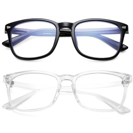 AZorb 2Pack Blue Light Blocking Glasses for Kids Unbreakable Computer Screen Glasses for Boys & Girls - 2 Pack(Transparent+ Black)