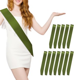 12 Pcs Mossgreen Satin Sash - Plain Sash for Birthday, Wedding, Graduation, DIY, Beauty Pageant, Hen Party, Homecoming