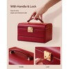 CASEGRACE Jewelry Box,3 Layers Leather Jewelry Storage Box with Lock,