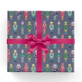 Nutcracker Soldiers Holiday Gift Wrap Paper - Six Flat Folded Sheets 19.5x27 Inches
