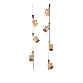 Set of 2 Rustic Vintage bell hangings for Home decor Wall decoration Garden - 5 handmade in a string Bell Chime Cow Cat Cattle bells Gifting