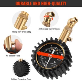 ETENWOLF Tire Pressure Gauge for Cars 0-75 PSI, Air Pressure Gauge with Large Glow Dial, Calibrated to ANSI B40.1 Grade A(Plus-Minus 1%), Tire Gauge for Tire Pressure Car Accessories (Black)