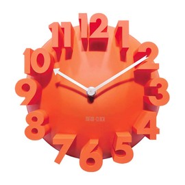 Gigicloud 3D Wall Clock, Modern Digital Clock Modern Round Quartz Clock for Home, Living Room, Kitchen, Bedroom, Office,Contemporary Decor, Orange