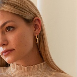 VIROMY Gold Hoop Earrings for Women 14K Gold Plated Lightweight Chunky Open Hoops Paperclip Link Earrings for Women Jewelry Gifts for Teen Girls