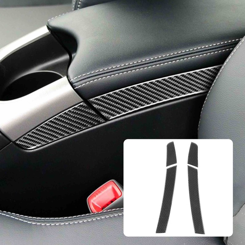 4Pcs Console Armrest Side Cover Carbon Fiber Trim Sticker Fit