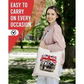 Coralgraph Inc TB2025 - Natural Reusable Shopping Souvenir Tote Bag Featuring Great Britain - (Design 2)