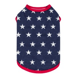Fitwarm Patriotic Star Dog Shirt for 4th of July, Memorial Day, Independence Day, Holiday Dog Clothes for Small Dogs Boy Girl, Pet Cat Outfit, 100% Breathable Cotton, Red, Navy Blue, White, XL