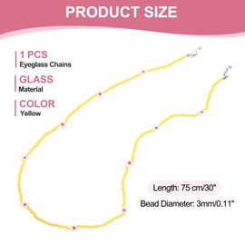 uxcell Flower Eyeglass Chains for Women, Glass Eyeglass Holder Chains Adjustable Sunglasses Lanyards Holder Chain Beaded String Holder Anti-Lost Strap for Glasses Sunglasses, Yellow