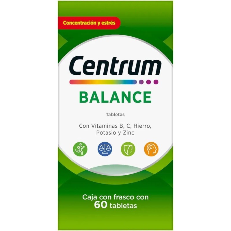 Pack Multivitamínico Centrum Balance Vitamina Hierro Potasio Zinc Tabletas