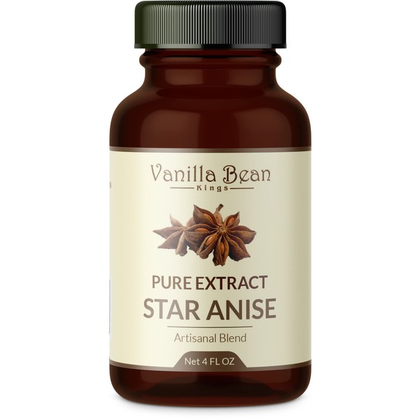 Pure Star Anise Extract for Baking and Flavoring - 4 OZ - Premium Quality Natural Flavors for Baked Goods, Desserts, & Cooking
