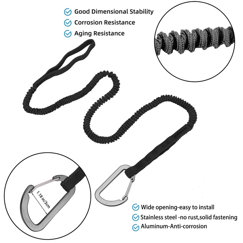 MOOCY Kayak Paddle Leash Kayak Rod Leash, 3-7 ft Stretchable