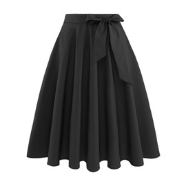 Bbonlinedress Skirt Women's Summer Knee-Length Skirts Vintage Retro Skirt Plate Skirt Basic Versatile Casual High Waist Casual Skirt, black, XXL