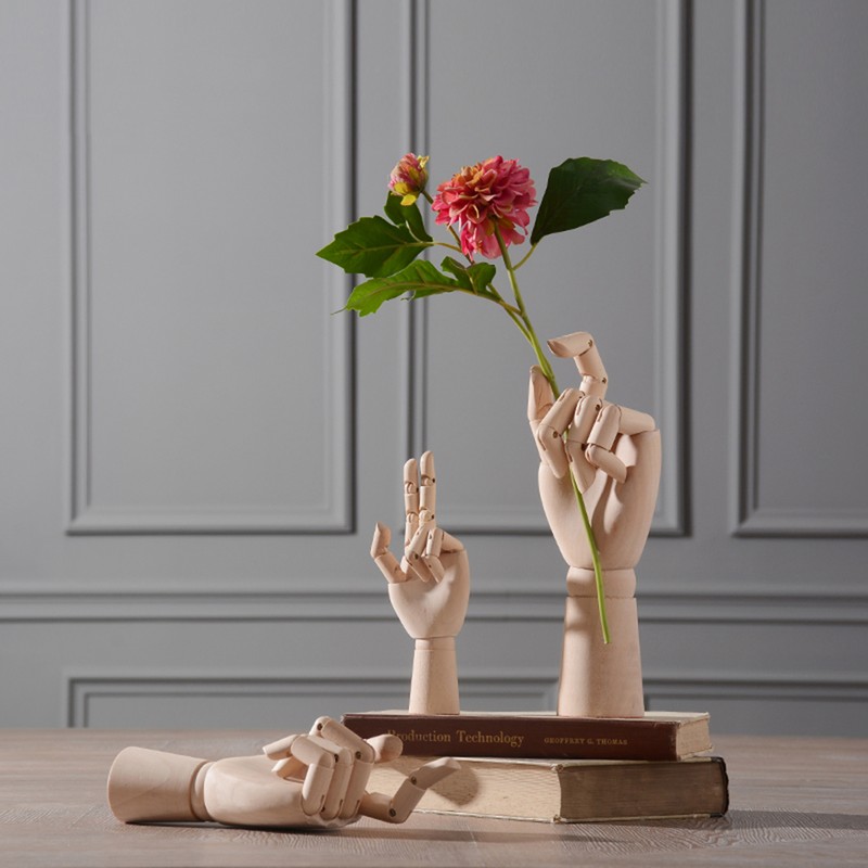 Jointed Hand Plant Holder Flexible Eye Catching Wooden DIY Plant