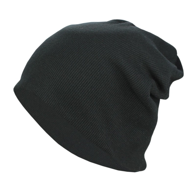 Alkato Unisex Beanie Hat and Scarf Set Plain, Black ribbed
