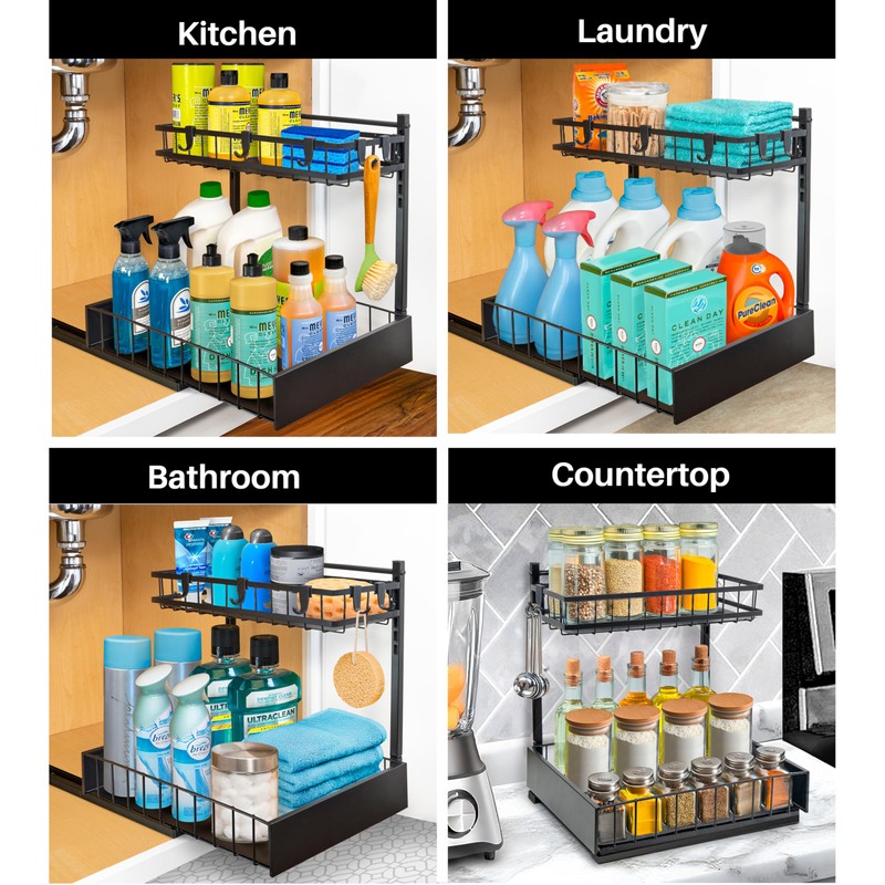 LYNK PROFESSIONAL® Pull Out Under Sink Kitchen Cabinet Organizer -