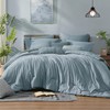 Monbix Queen Comforter Set - 7 Pieces Dusty Blue Cationic
