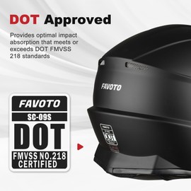 Favoto Dirt Bike Helmet Black - Motocross ATV UTV Helmets for Unisex Adult Youth DOT Approved Off-Road Motorcycle Helmets Size M 57-58cm (Without Visor)