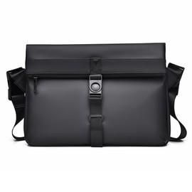 iCozzier Men's Shoulder Bag Messenger Bag Nylon Waterproof Lightweight Casual Black Crossbody Bag for Work Travel Outdoor