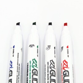 Eziglide Assorted Chisel Tip Whiteboard Pens 4 Pack with Magnetic Eraser, Black, Red, Blue & Green Whiteboard Markers, Dry Wipe Pens for Whiteboard, Colour White Board Markers Erasable